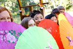 Bridesmaids with umbrellas